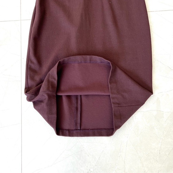 VINCE Brown Burgundy Viscose Blend Sleeveless Cocktail Sheath Midi Dress Sz 12 - Picture 10 of 14